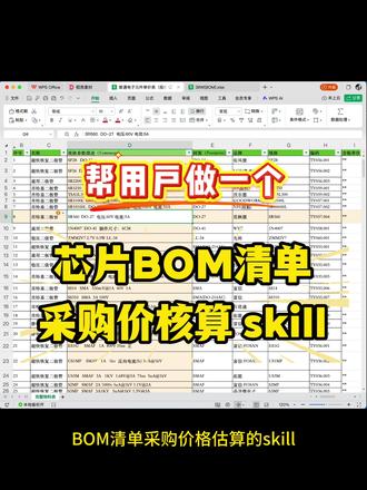 帮用户写了一个芯片材料BOM清单的采购价格核算skill,将原本半天的工作量缩短到了一分钟!#ai知识助手#采购核算skill