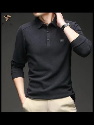 德绒加厚长袖秋季新款男士休闲Polo衫潮流百搭纯色商务轻奢休闲时尚翻领#简约大气 #只做高品质 #品质男装 #柔软舒适 #舒适百搭
