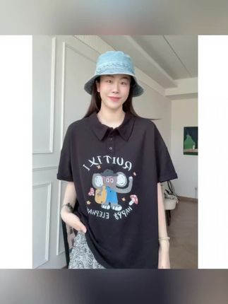 美亚恩NANA【小象POLO】夏季美式小象印花POLO短袖T恤C0390#短袖t恤