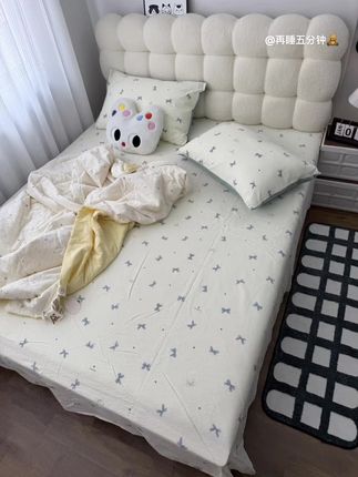 被这床蝴蝶结双层纱床单温柔到了! 像陷进云朵里的软,早上赖床的理由又多了一个! #床单 #床单三件套 #面料柔软舒适 #床上用品 #好物推荐🔥