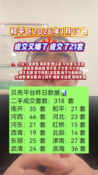 和平区2026年1月18日,成交又双叒叕爆了,成交了21套,让我们看看有哪些 #天津 #天津和平区 #贝壳找房 #和平区成交价 #和平区二手房成交