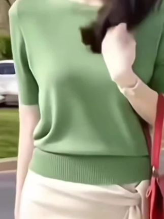 时尚一字领遮肉宽松显瘦女上衣洋气百搭针织衫#春秋穿搭 #穿出自信穿出美丽