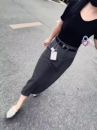 #西装半身裙女2025春秋季新款高腰垂坠感中长款灰色一步包臀长裙子#半身裙