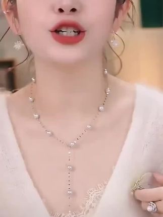 丽沁 链子925银 曼塔紫珠嘴唇链满天星爆闪项链气质时尚锁骨链