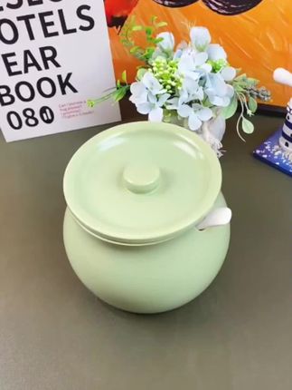 陶瓷奶油家用猪油罐耐高温油带盖大容量辣椒罐子厨房储油罐多功能#猪油罐#生活好帮手#实用好物