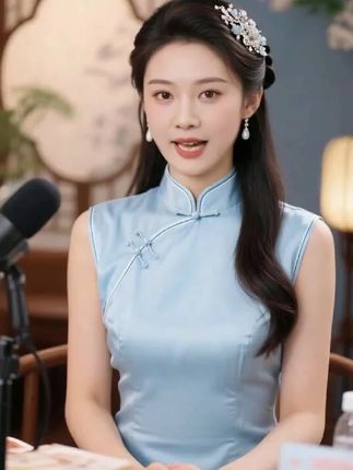 一袭淡蓝旗袍,古典与优雅并存!👗✨中式美学的天花板,谁穿谁美!#旗袍穿搭 #国风魅力
