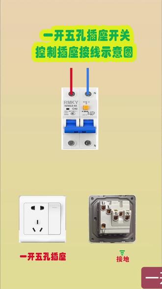 一开五孔插座,开关控制插座接线示意图。#电工#零基础学电工 #电工知识 #电工接线 @我要上热门