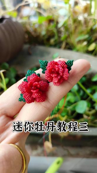 迷你牡丹花编绳教程三,简单好学,用线28长,7根一片花瓣,做5片。想要大就多打一排。#编绳教程 #唯有牡丹真国色 #纯手工编织 #手工爱好者 #手工爱好者