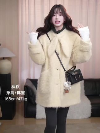 【暖炉烤茶】秋冬韩系甜美糕糕毛宽松HC毛呢外套254Y3725     #每日分享 #强烈推荐 #外套穿搭 #穿搭 #小个子穿搭