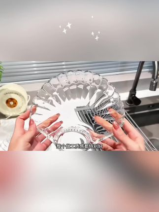 贝壳造型自带蘸料碟的玻璃饺子盘#好物推荐🔥 #美食 #厨房好物 #强烈推荐 #饺子
