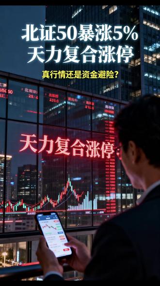 北证50暴涨5% 天力复合涨停:真行情还是资金避险?#北证50 #天力复合 #北证50大涨 #财经新闻 #A股