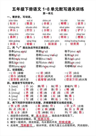 五年级下册语文基础知识默写通关训练