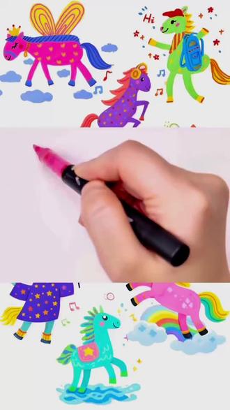 不会画马的看过来#一学就会的简笔画 #美术老师