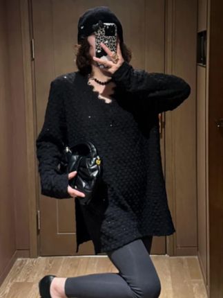 #叶大菲 【V领星辰】欧货重工高品亮片蕾丝拼接设计百搭上衣#高级感穿搭 #只做高品质 #气场全开 #黑色系穿搭