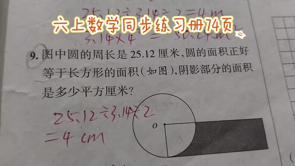 六上数学同步练习册74页
