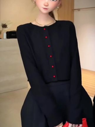 清冷系禅意衣服女2025早秋减龄长袖针织衫显瘦西装花苞裙气质套装#针织衫#花苞裙#早秋新款 #清冷系穿搭