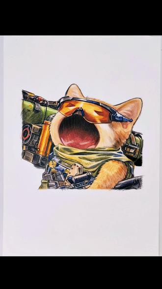 挑战用彩铅画三角洲哈基鼠扛大炮表情包!#三角洲行动 #哈基鼠 #表情包 #跟着抖音学画画 #手绘教程