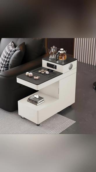 沙发边搭配一个岩板台面茶水柜是真方便,能放大桶装水,可以烧水煮茶,还可以手机充电蓝牙听歌,而且整装一体柜发货顺丰送货上门#茶水柜 #边几 #纪录美好生活#好物分享