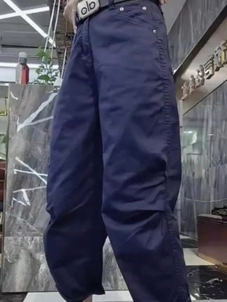 高腰直筒休闲裤女2025夏季薄款大码洋气百搭宽松八分弯刀香蕉裤子。#洋气上档次