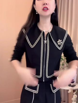 #高级感穿搭 #穿出高级感 #优雅气质 #慵懒风穿搭 #气质美女穿搭 【米兰】【两件套】【送胸针】休闲运动套装女秋装阔腿裤两件套D3330