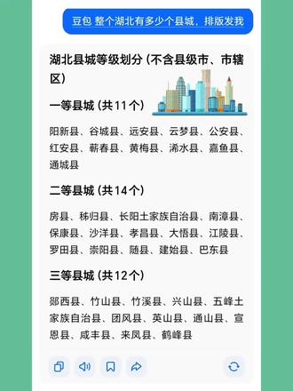 豆包太能了,啥都知道#湖北县城排名 #湖北 #人类对豆包的开发不足百分之一 #豆包知道 #湖北省县级市