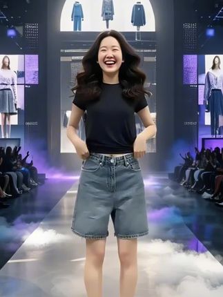 #气质女神穿搭Aimeerosa/艾洛莎2025夏季蓝色简约牛仔短裤女时尚百搭显瘦四分裤#牛仔短裤 #四分裤#显瘦穿搭 #胖瘦都能穿 #不挑年龄不挑身材