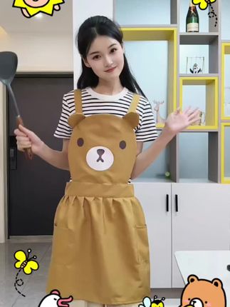 新款背带可爱厨房围裙,两侧带口袋收纳,耐脏耐磨多色可选#好物推荐🔥 #围裙 #必备好物 #在抖音入手的好东西 #无限回购的宝藏单品