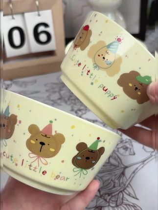 动物派对元素融入碗具#ins风碗 #奶油色调 #多样图案 #泡面神器 #家用餐具