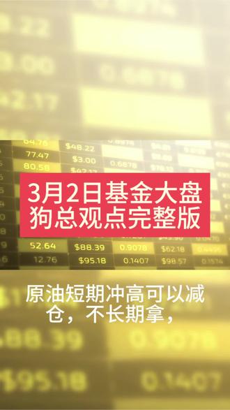 别乱操作!3月2日基金大盘+狗总观点完整版@狗总 @鞍山百年黄金 ##金融常识普及 #现在是买黄金的时机吗#理财技巧 #股票投资技巧 #基金 #近期行情
