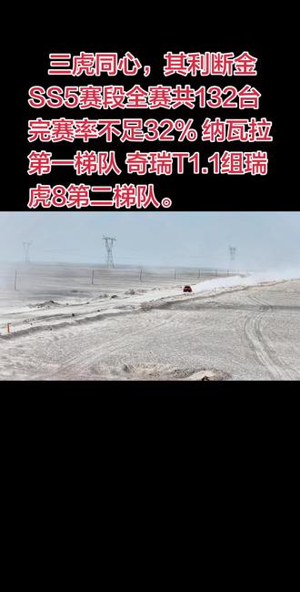 2026环塔拉力赛SS5赛段(“玉都秘境赛段”)于5月22日在新疆且末县举行,起点为且末县37团金山镇附近,全程围绕塔克拉玛干沙漠西南缘展开,南靠昆仑山,特殊赛段全长281.32公里。
赛段路线穿越软沙、湿地、泥泞、戈壁及隐蔽“排骨路”,途经雪山、草原、河流、荒漠、胡杨等景观,其中英吾斯塘区域地形复杂,含浅沙、水塘、颠簸路面及高大沙丘,被称为“魔鬼赛段”,对车手技术和车辆缘展开</mark>,赛道全长281.32公里。
赛段南靠昆仑山,地貌复杂多变,包含软沙、湿地、泥泞、戈壁及隐蔽“排骨路”,途经雪山、草原、河流、荒漠、胡杨等景观,湿地与湖泊群路段易陷车或在湿泥中行驶,对车手技术和车辆性能考验极大,被称为“魔鬼赛段”。#新疆环塔SS5赛段成绩#环塔拉力赛#瑞虎8#纵横F700#纵横G700