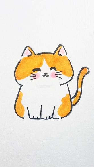 有手就会画的小猫咪,不会画来打我#简笔画 #写作业瞎画 #日常瞎画 #随手画 #画画