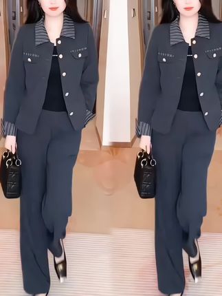 时尚套装女2025秋季新款洋气显瘦短款外套阔腿裤气质减龄两件套#秋季新款套装#洋气减龄#时尚舒适#休闲减龄穿搭