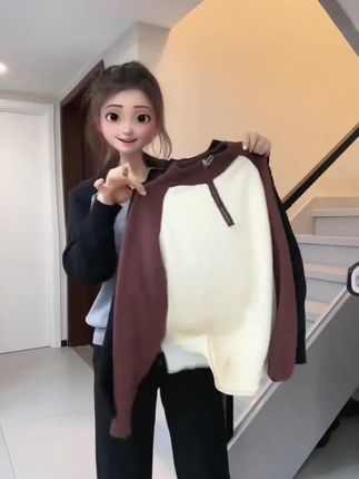 #大码长袖 #针织衫 #显瘦遮肉穿搭 #休闲穿搭 #拼接撞色针织衫