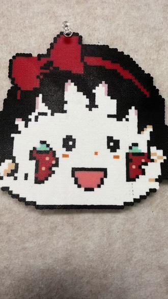 樱桃🍒小丸子大头贴。超级头大,超级可爱。 #拼豆豆diy手工 #拼豆DIY #拼豆图 #拼豆手工 #可爱头像