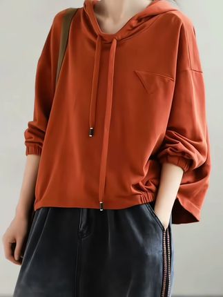 【薄款长袖连帽卫衣】女士2025春秋新款文艺时尚休闲套头纯色上衣#面料舒适#做工精细#时尚连帽外套