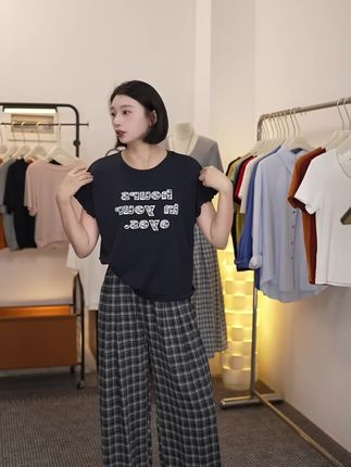 格子裤最后3条啦#直播高光 #女装【锦衣鹊羽】夏季薄款飘逸款格子裤