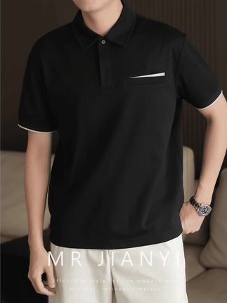 夏季绅装假口袋方巾凉感Polo衫#夏季穿搭 #夏季新款 #品质男装 #强烈推荐 #夏季时尚穿搭