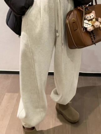 休闲裤女款爆款2025新款弯刀裤女士卫裤宽松直筒显瘦加厚束脚裤子