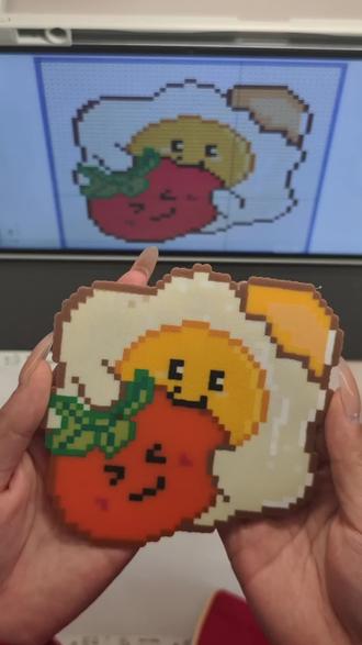 #拼豆 咦?我真的不是拼豆天才吗?#拼豆日常 #手工 #图纸 #番茄蛋