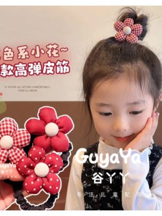 国庆儿童波点红色大花朵头绳女童宝宝发圈小女孩不伤发蝴蝶结发饰#国庆节 #头绳 #发圈 #发饰 #宝宝