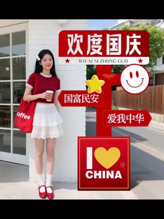 国庆中秋节氛围布置装饰场景爱国主题活动拍照道具打卡墙kt板立牌#上热搜 #宝藏好物打卡 @巨量千川 #打卡墙kT板立牌
