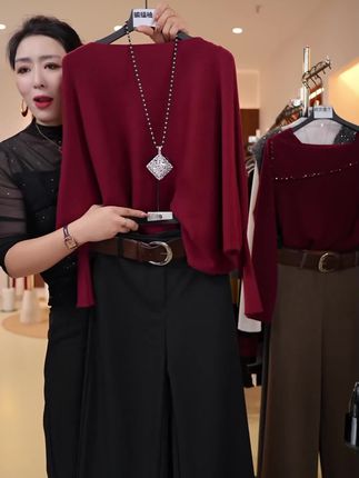 秋装新款爆款蝙蝠袖遮肉显瘦毛衫 加厚保暖 遮肉显瘦#宽松针织衫#遮肉显瘦 #秋季穿搭#秋装新品