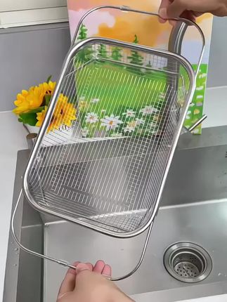 方便又实用的沥水篮,不锈钢水槽沥水篮,厨房水池伸缩洗菜盆 #沥水架 #沥水篮置物架  #餐具碗筷沥水架#沥水篮