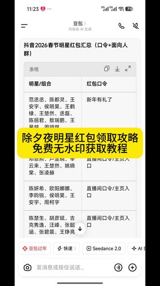 除夕夜明星红包领取攻略教程来了 抖音明星红包入口 微博明星红包怎么抢 微博明星红包怎么抢教程 明星微博发红包怎么抢 明星给粉丝发红包了 赵露丝除夕红包 白鹿除夕红包 王楚然除夕红包 张凌赫除夕红包 鹿晗除夕红包 除夕夜微博红包攻略 春节微博明星红包活动 鹿晗微博红包 赵露丝微博红包 赵丽颖微博红包 白鹿微博红包 张凌赫微博红包 周柯宇微博红包 张若昀微博红包 微博除夕红包 除夕明星红包领取 陈哲远微博红包领取 除夕夜发红包顺序 除夕夜抢红包攻略 #人类对豆包的开发不足百分之一 #微博红包 #明星红包 #除夕红包 #春节红包