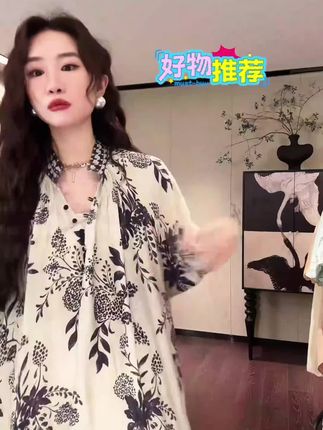 复古民族风亚麻灯笼袖裙衫,面料轻薄透气#衣服穿搭