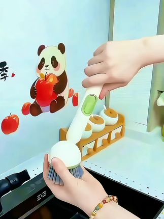 拣家长柄刷锅神器自动加液洗碗刷多功能去污厨房家用洗锅刷海绵刷#长柄锅刷 #清洁刷