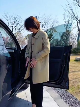 2025春装新款欧货时尚爆款小香风小个子中长款卡其色风衣外套女款#风衣外套