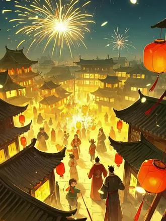 🍃第十六篇:《元日》#古诗 #古诗词 #古诗配画 #元日 #元日诗配画