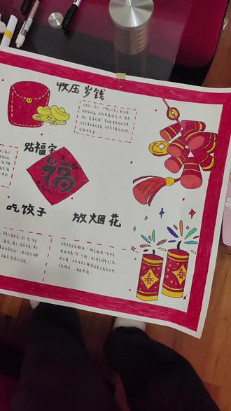 寒假赶工期,还是要有点技术的#春节传统习俗手抄报 #语文手抄报 #英语手抄报