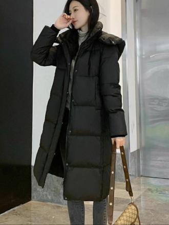 冬季外套小个子外套定制款黑色棉服女新款外套小个子直筒女装百塔中长款外套加厚外套#棉服 #中长款棉服 #外套 @DOU+小助手